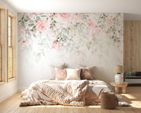 Pink Hanging Flower Wallpaper Mural for a floral escape