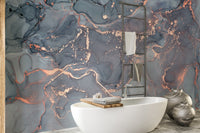 Artistic oceanic flow wallpaper for interiors
