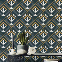 Elegant abstract vintage Art Deco wallpaper style.