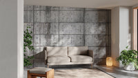 Modern mural featuring realistic concrete block patterns
