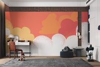 Colorful abstract cloud design for wall mural