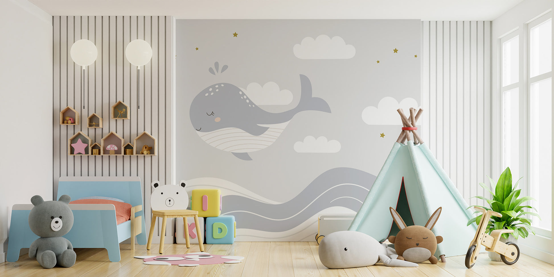 Sleeping whale design for cozy bedrooms
