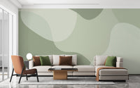 Scenic green abstract mural for chic and artistic decor