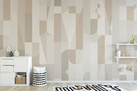 Geometric sepia mural as temporary wall covering