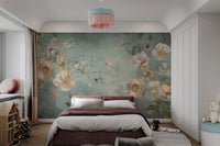 Hand-painted flower wallpaper for classic interiors
