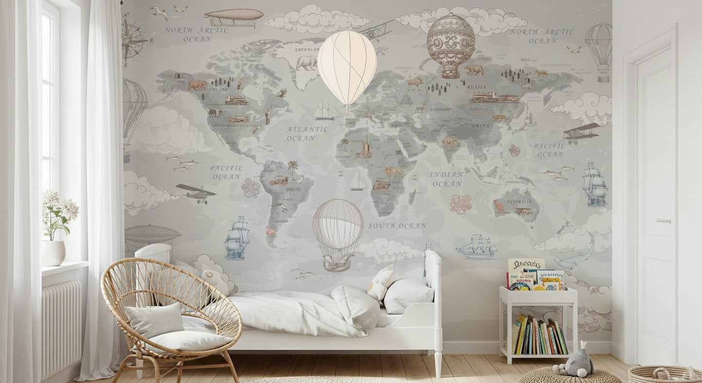 Antique Adventure Atlas Wall Mural