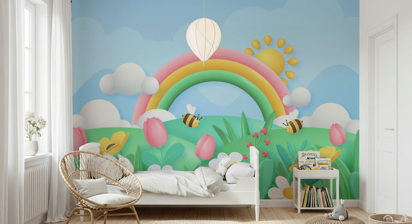 Rainbow Meadow Adventures Wall Mural