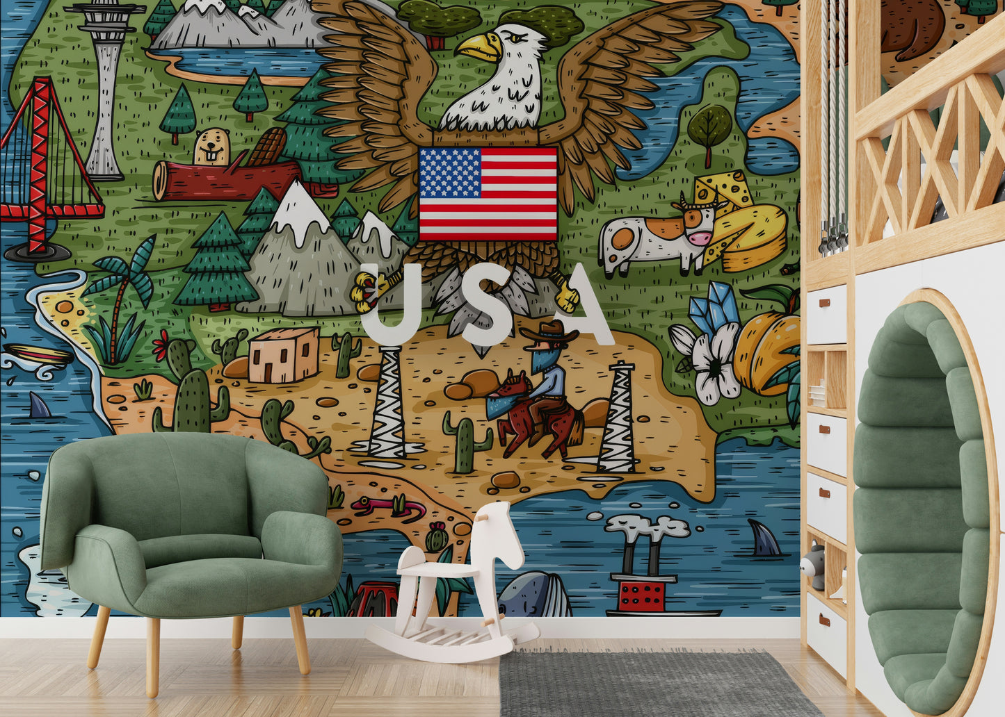 American Adventure Map Wall Mural