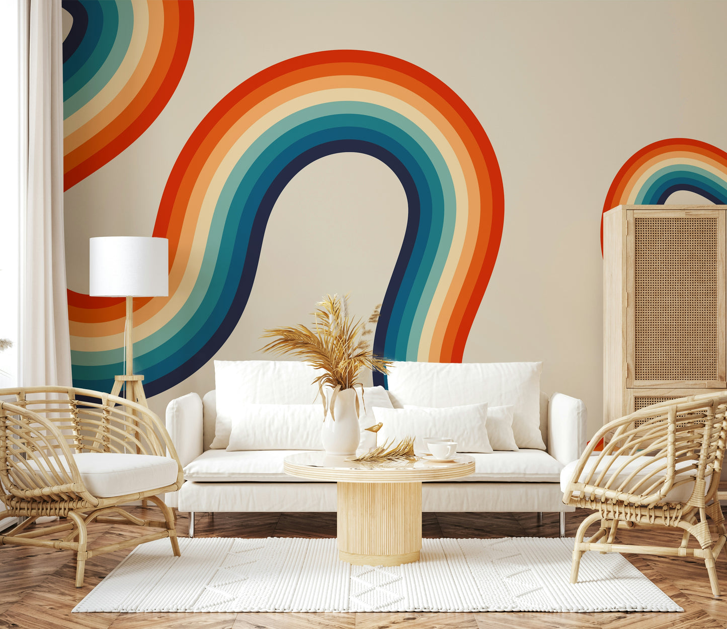 Retro Spectrum Waves Wall Mural