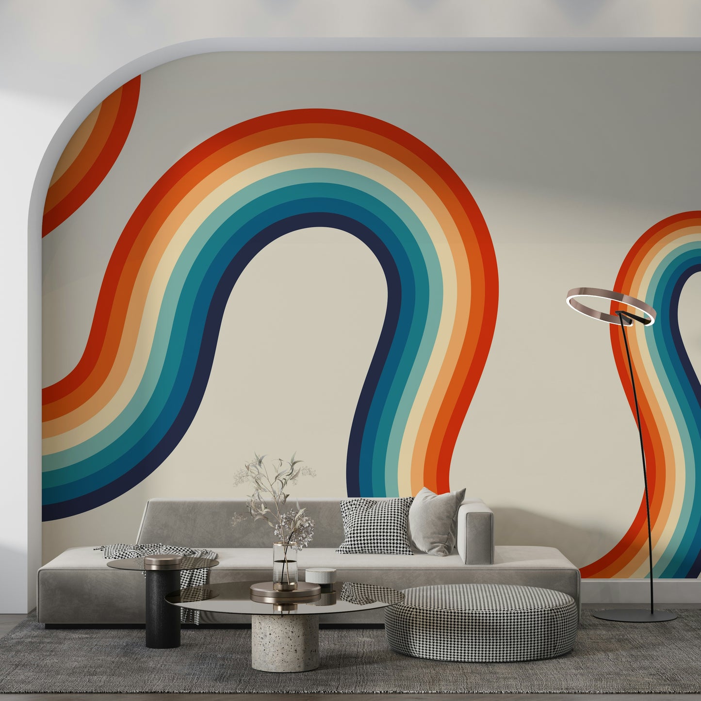 Retro Spectrum Waves Wall Mural