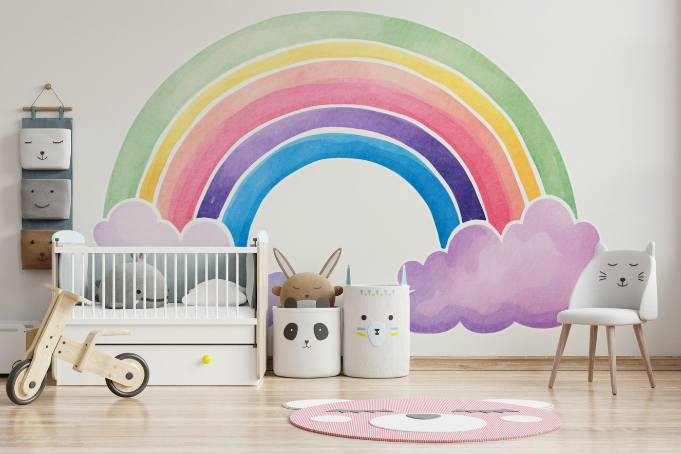 Watercolor Rainbow Wall Mural