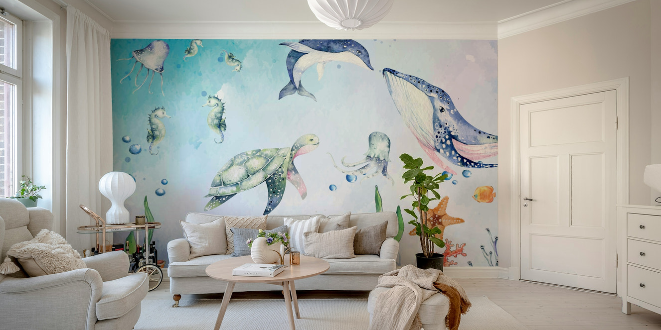 Watercolor Wonders of the Sea Wall Mural