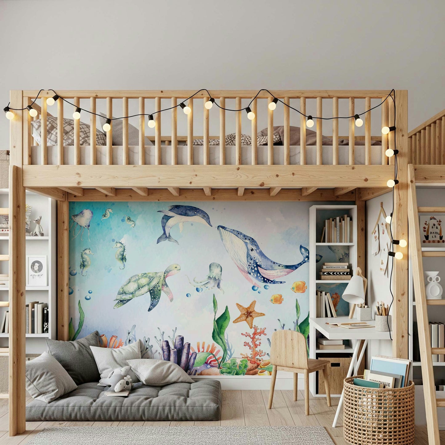 Watercolor Wonders of the Sea Wall Mural