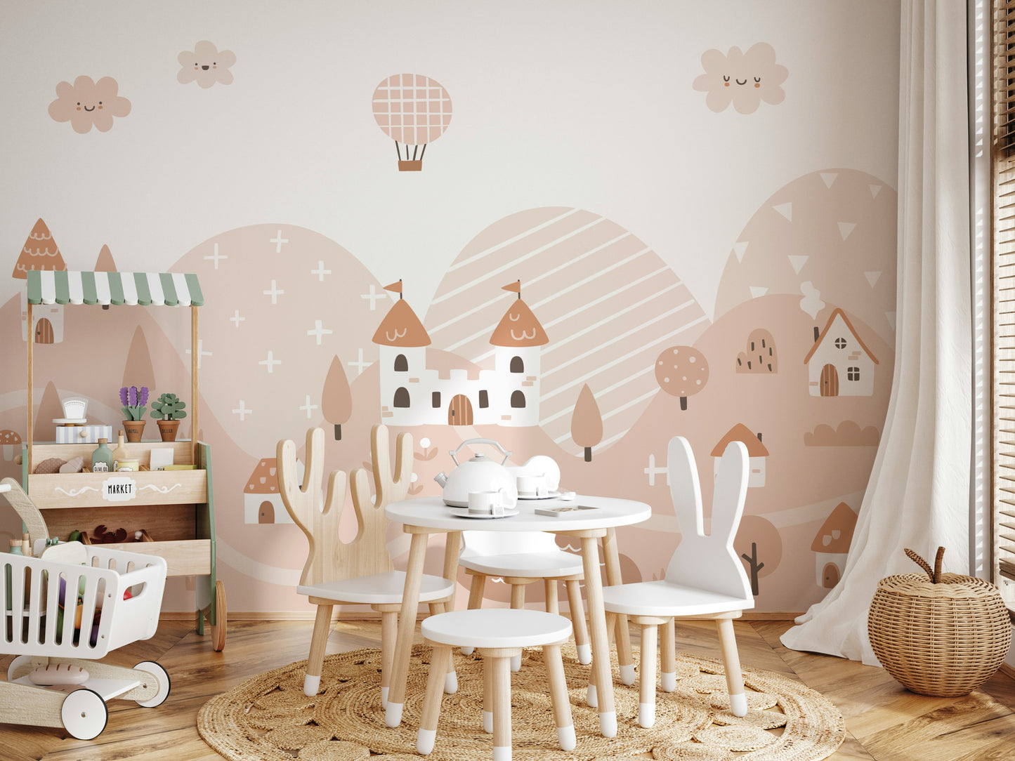 Fairytale Dreams Pastel Village Wall Mural