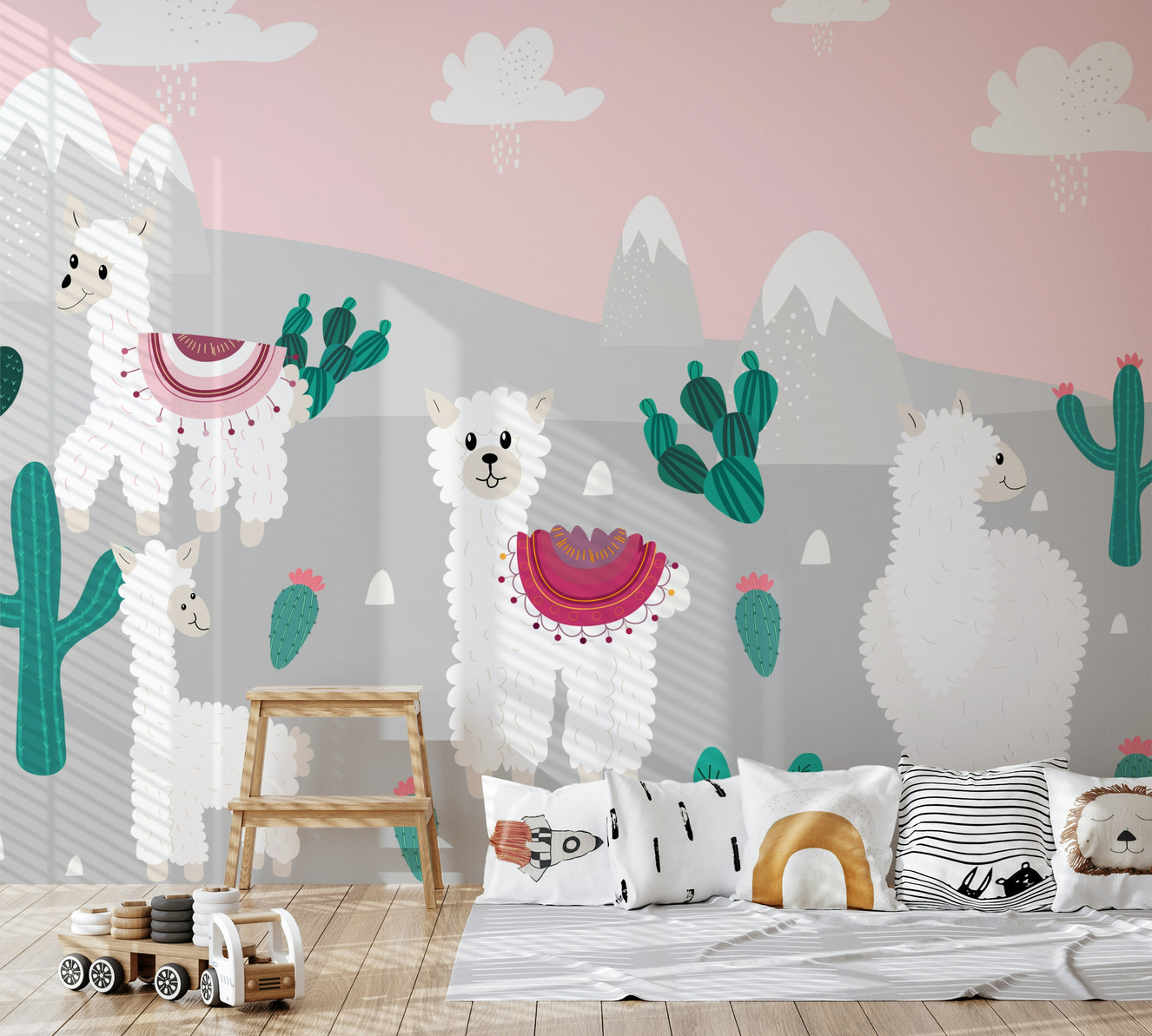 Llama Land  Wall Mural