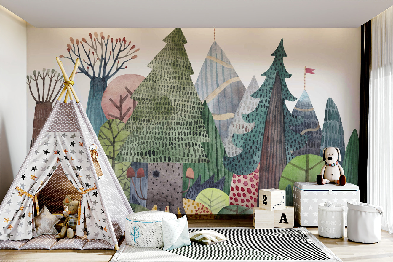 Enchanted Watercolor Woods Wall Mural