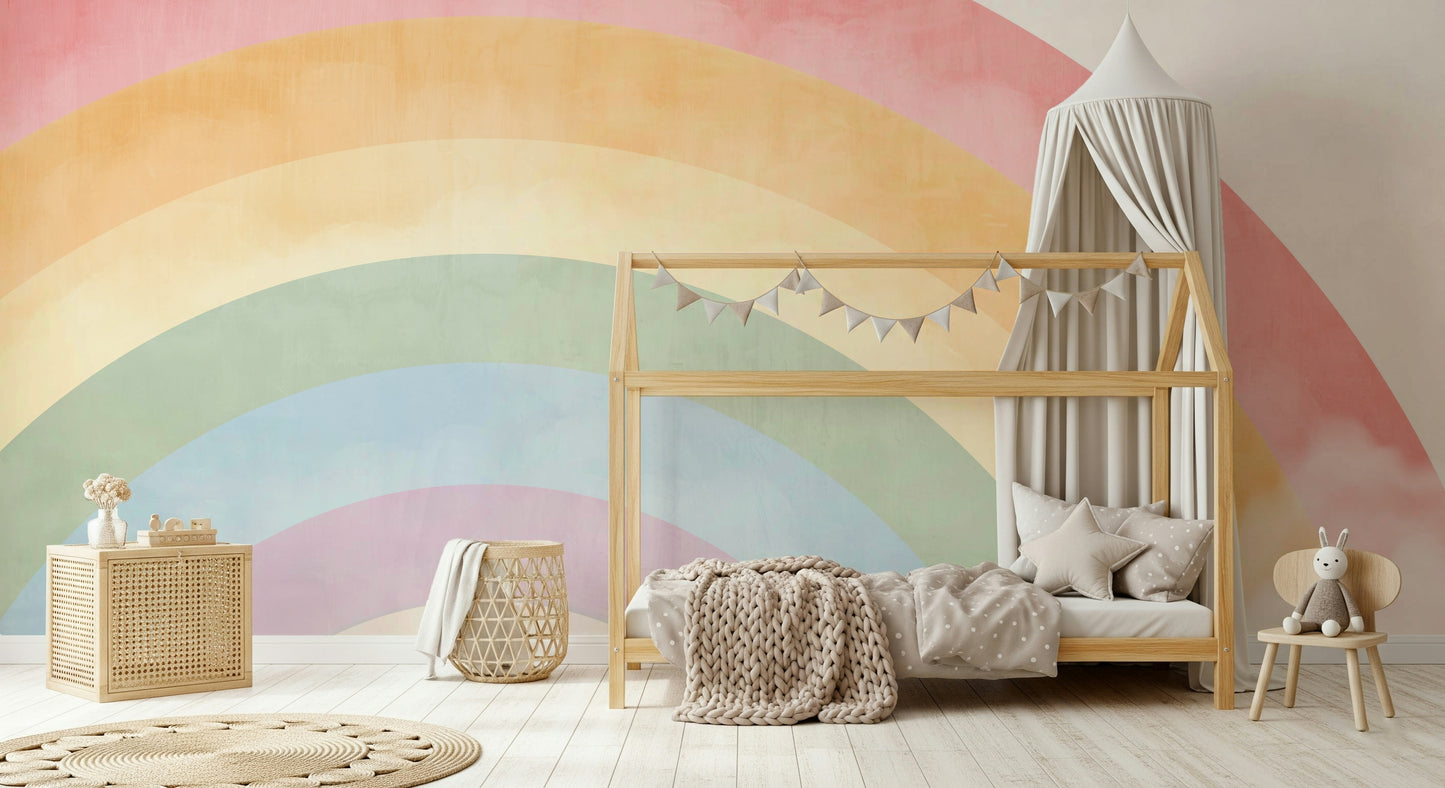 Watercolor Rainbow Sky Wall Mural