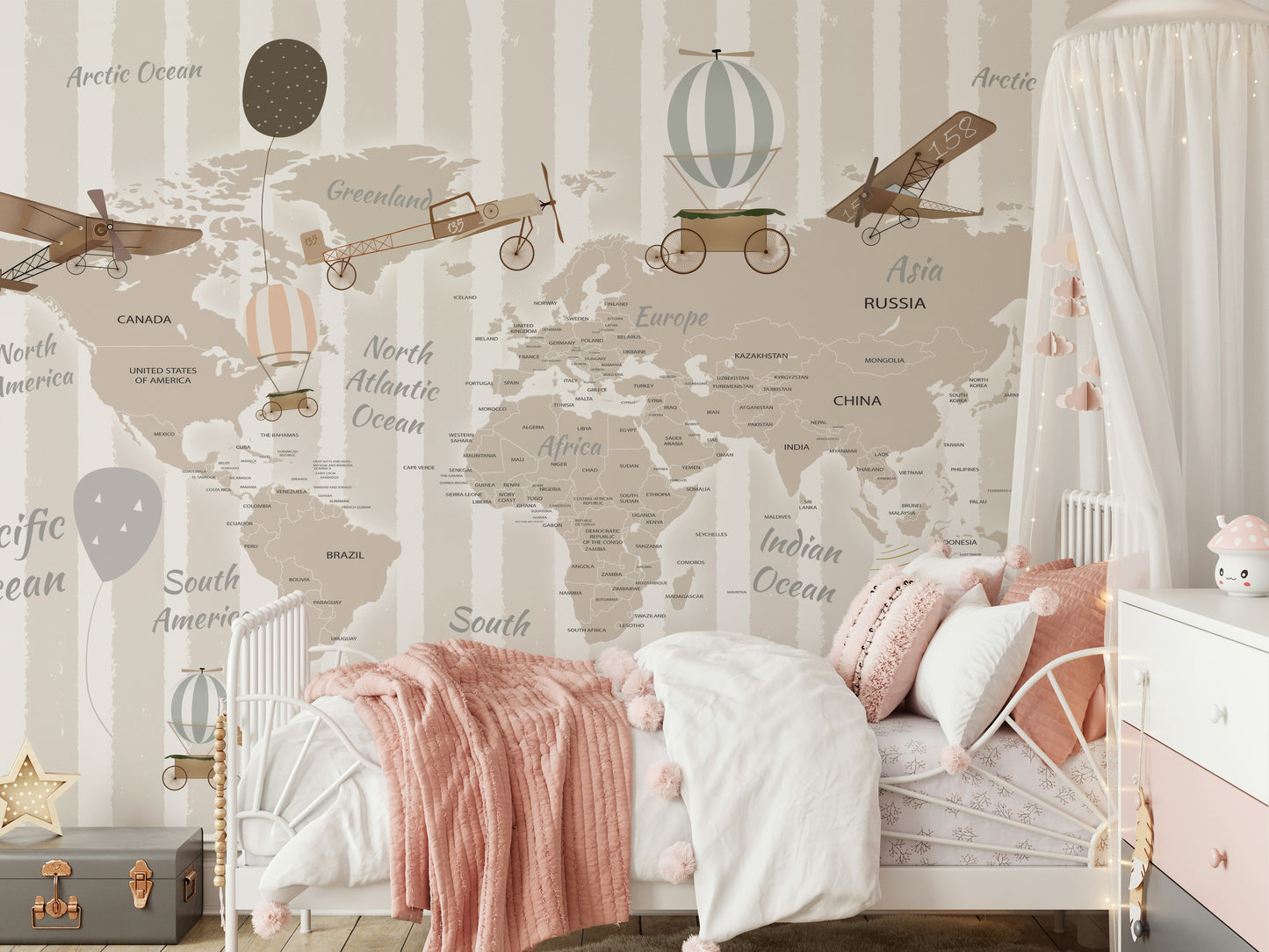 World Explorers Map Wall Mural