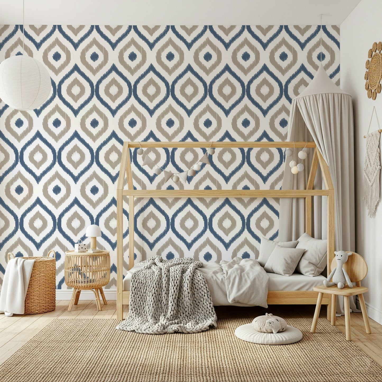Indigo Stitchwork Wallpaper⁠