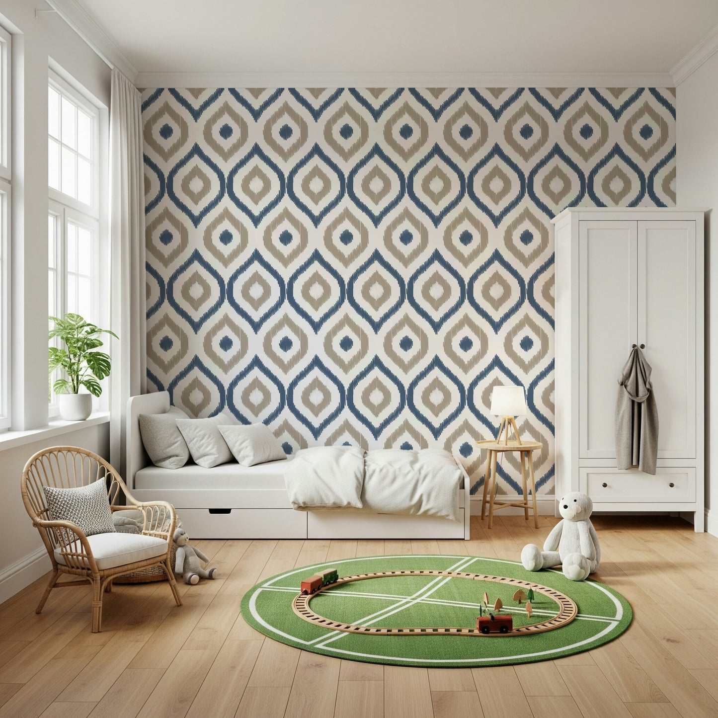 Indigo Stitchwork Wallpaper⁠