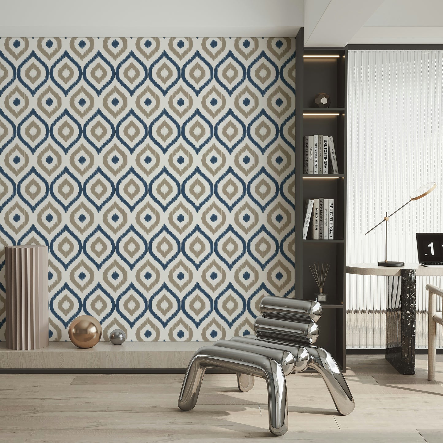 Indigo Stitchwork Wallpaper⁠