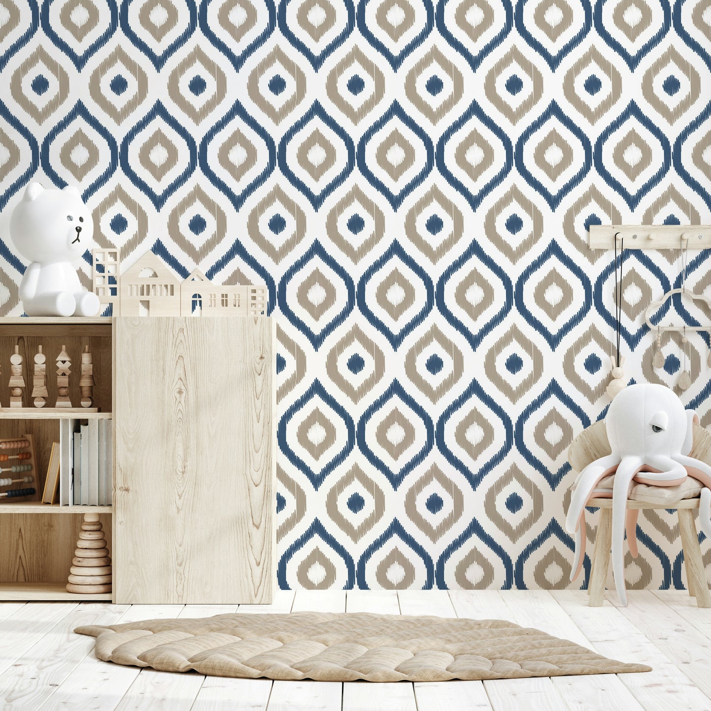 Indigo Stitchwork Wallpaper⁠