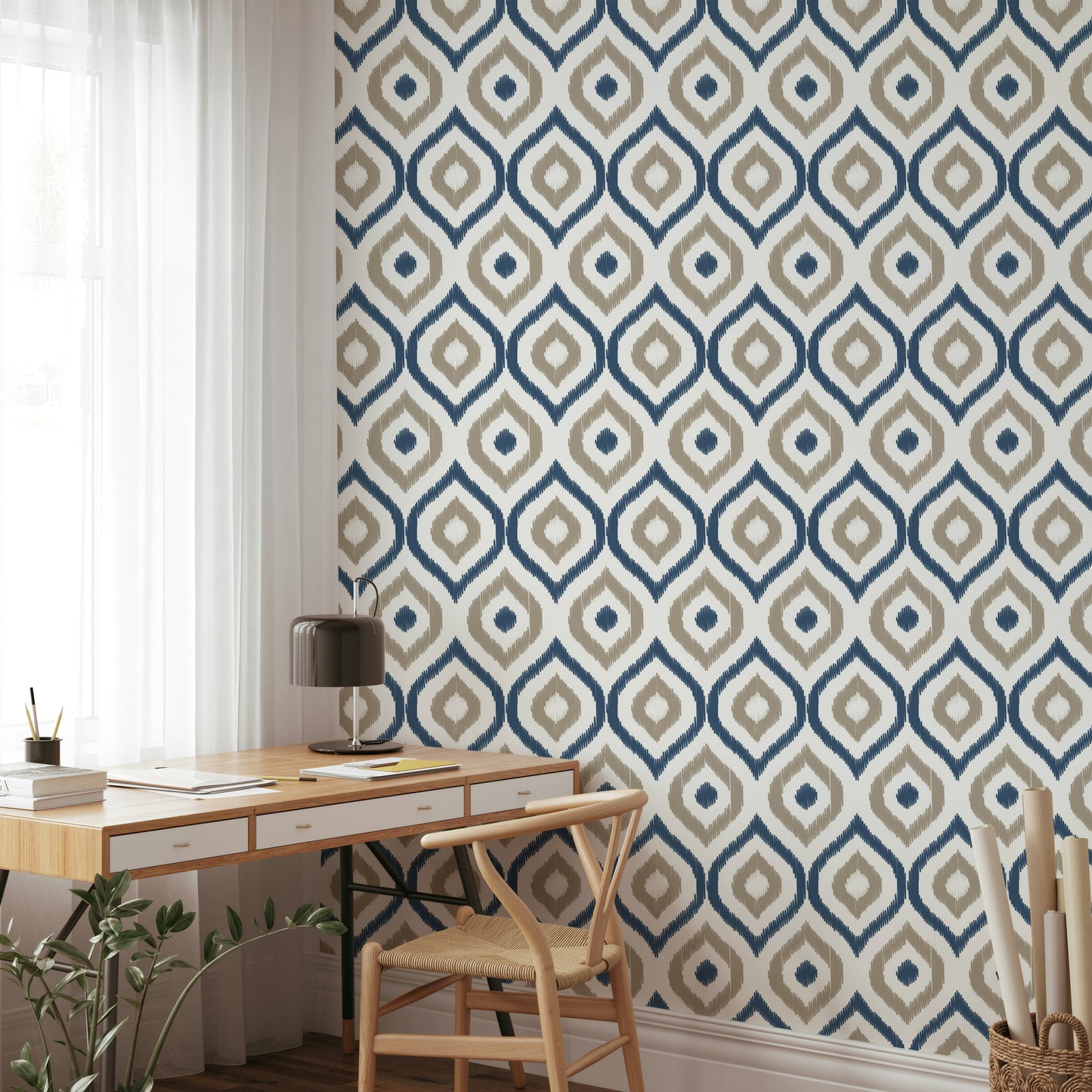 Indigo Stitchwork Wallpaper⁠