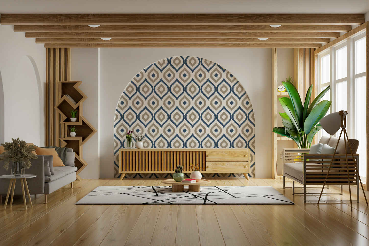 Indigo Stitchwork Wallpaper⁠