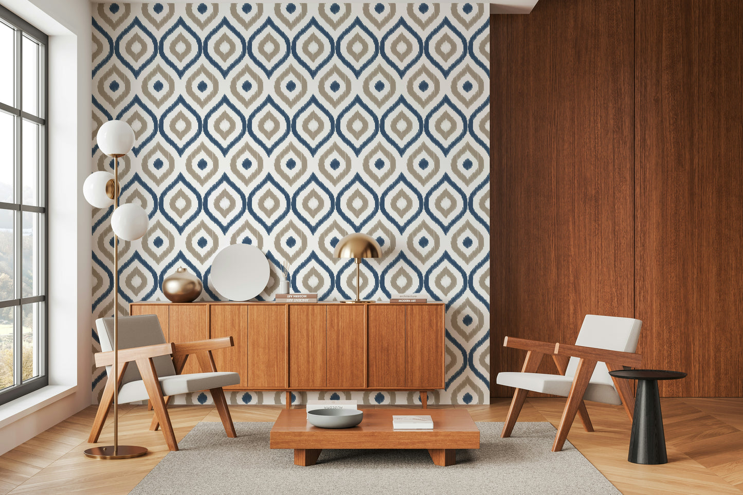 Indigo Stitchwork Wallpaper⁠