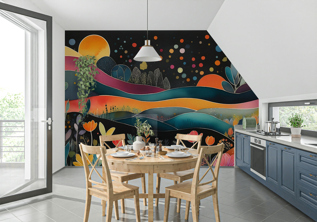 Bohemian Midnight Bloom Wall Mural