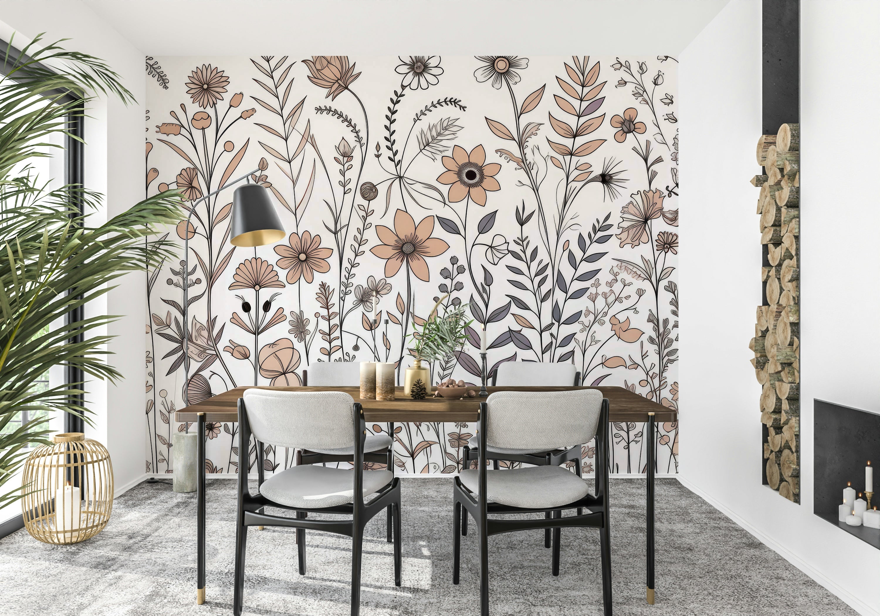 The image features botanical drawings of flowers and leaves.

