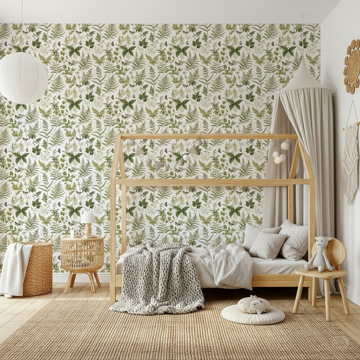 Fern & Butterfly Meadow Wallpaper⁠