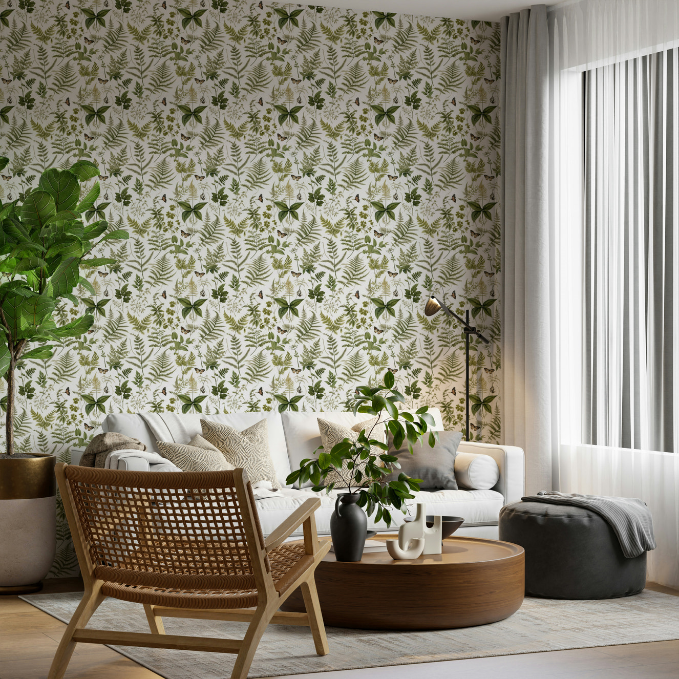 Fern & Butterfly Meadow Wallpaper⁠