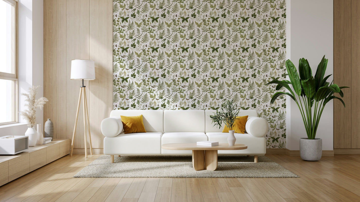 Fern & Butterfly Meadow Wallpaper⁠