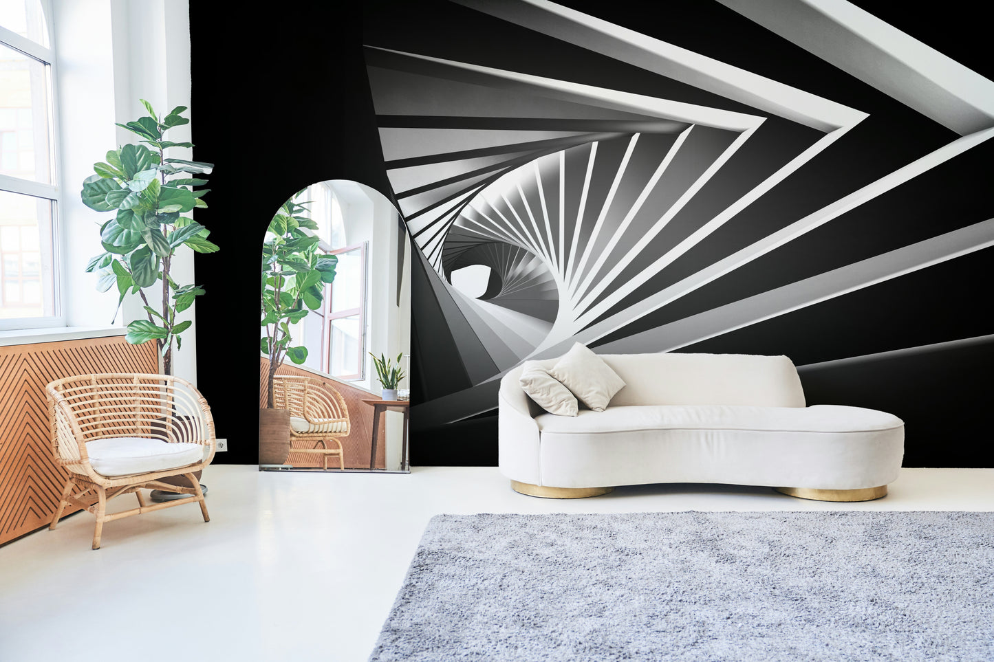 Monochrome Vortex Wall Mural