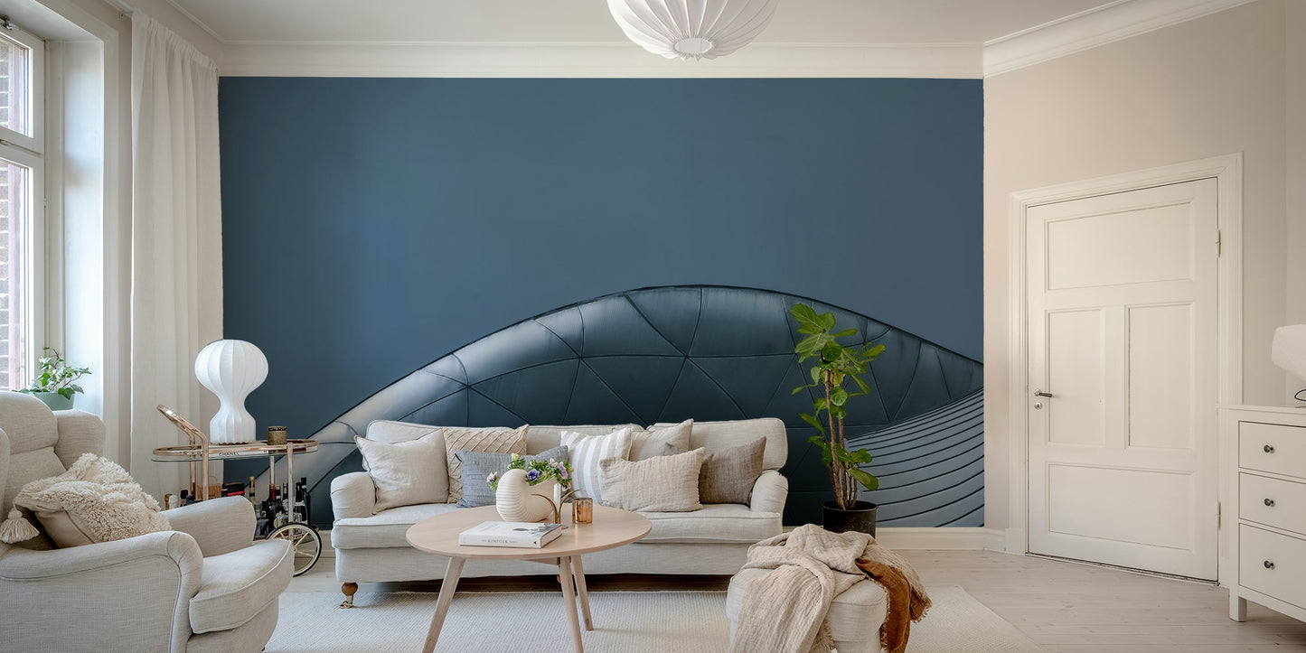 Architectural Blue Curves Wall Mural