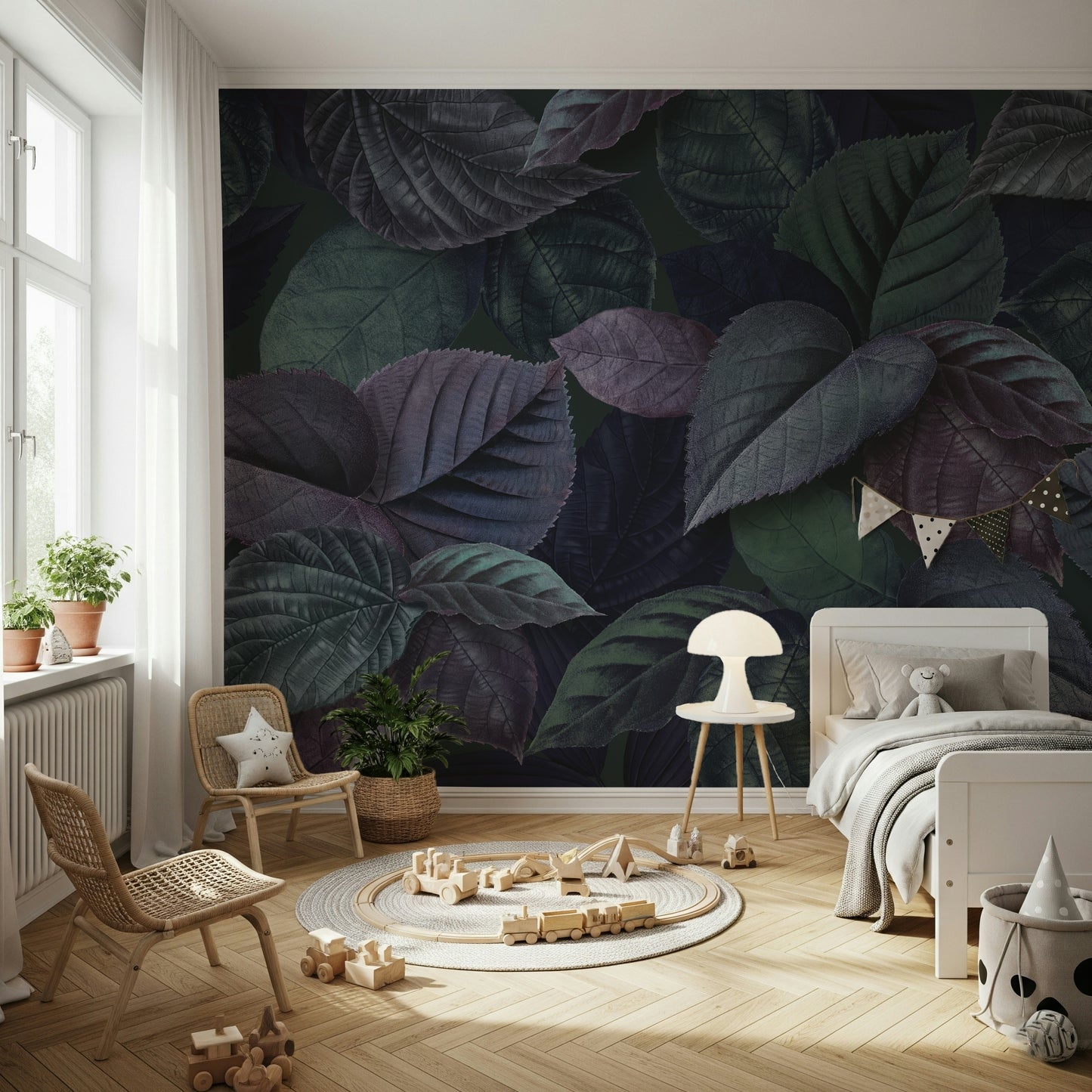 Fine Foliage Purple Wall Mural