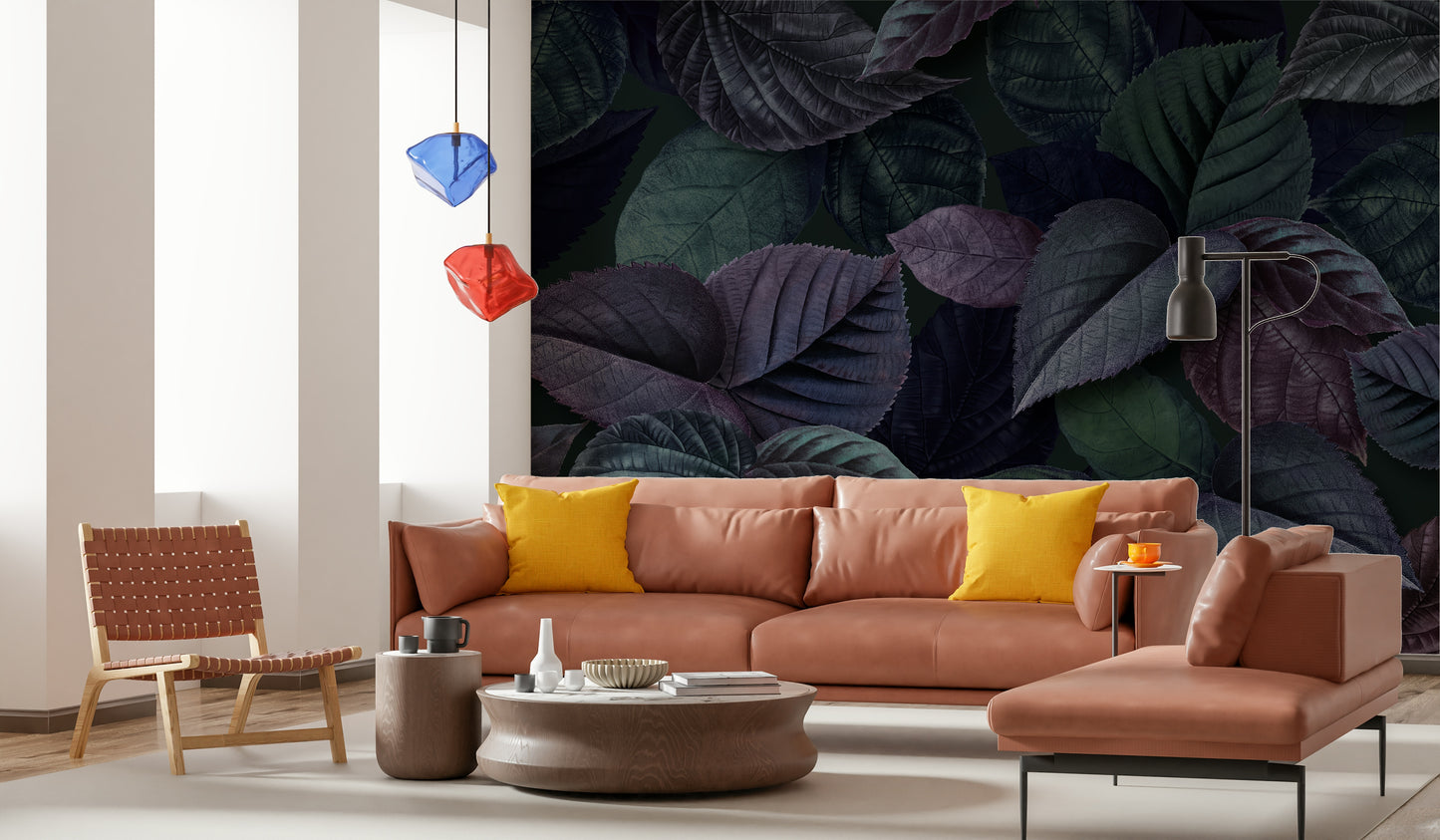 Fine Foliage Purple Wall Mural