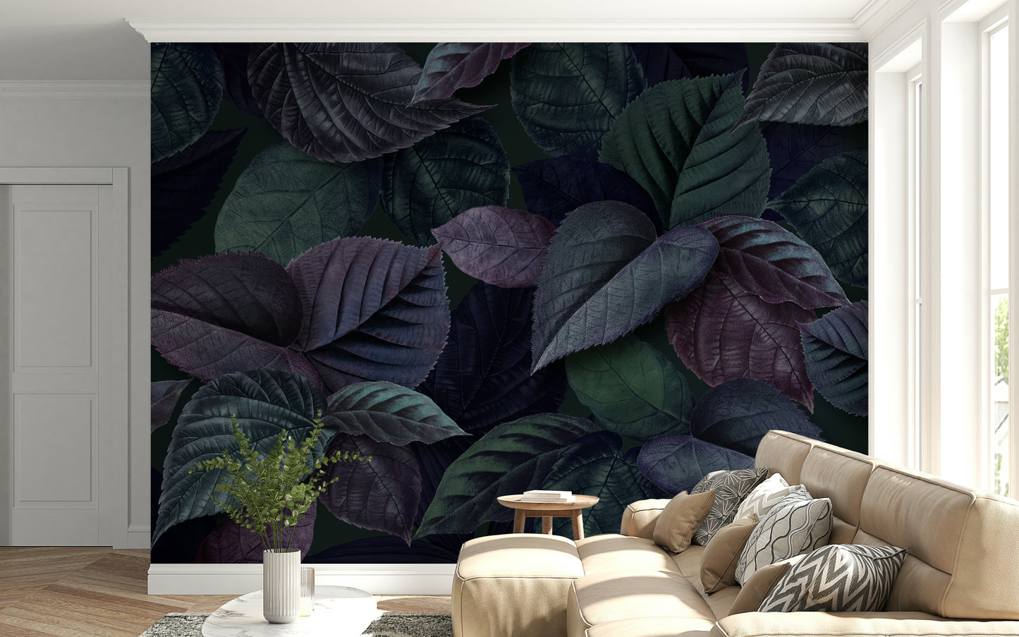Fine Foliage Purple Wall Mural