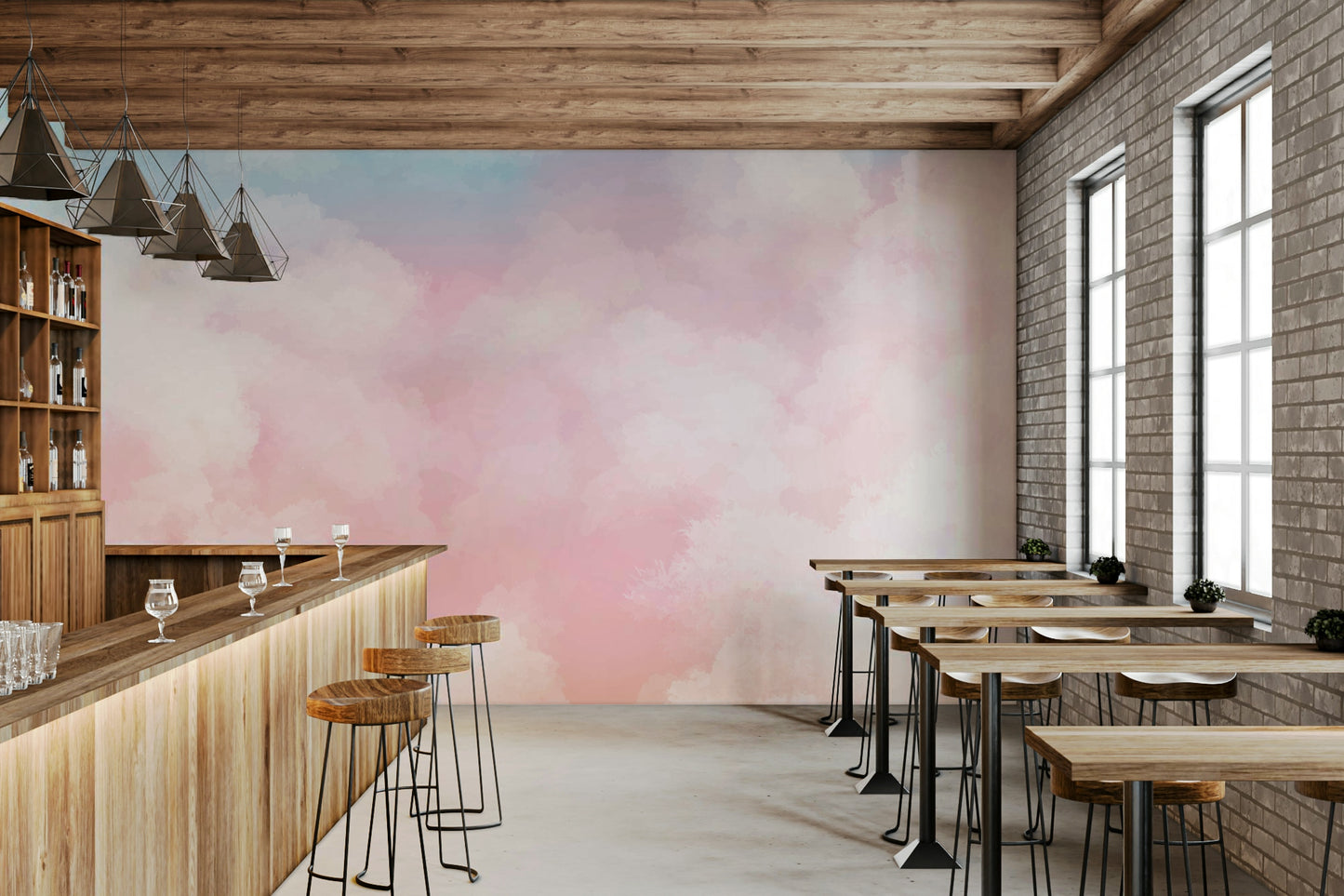 The image shows a full wall with subtle transitions of color, like a sunset or sunrise.

