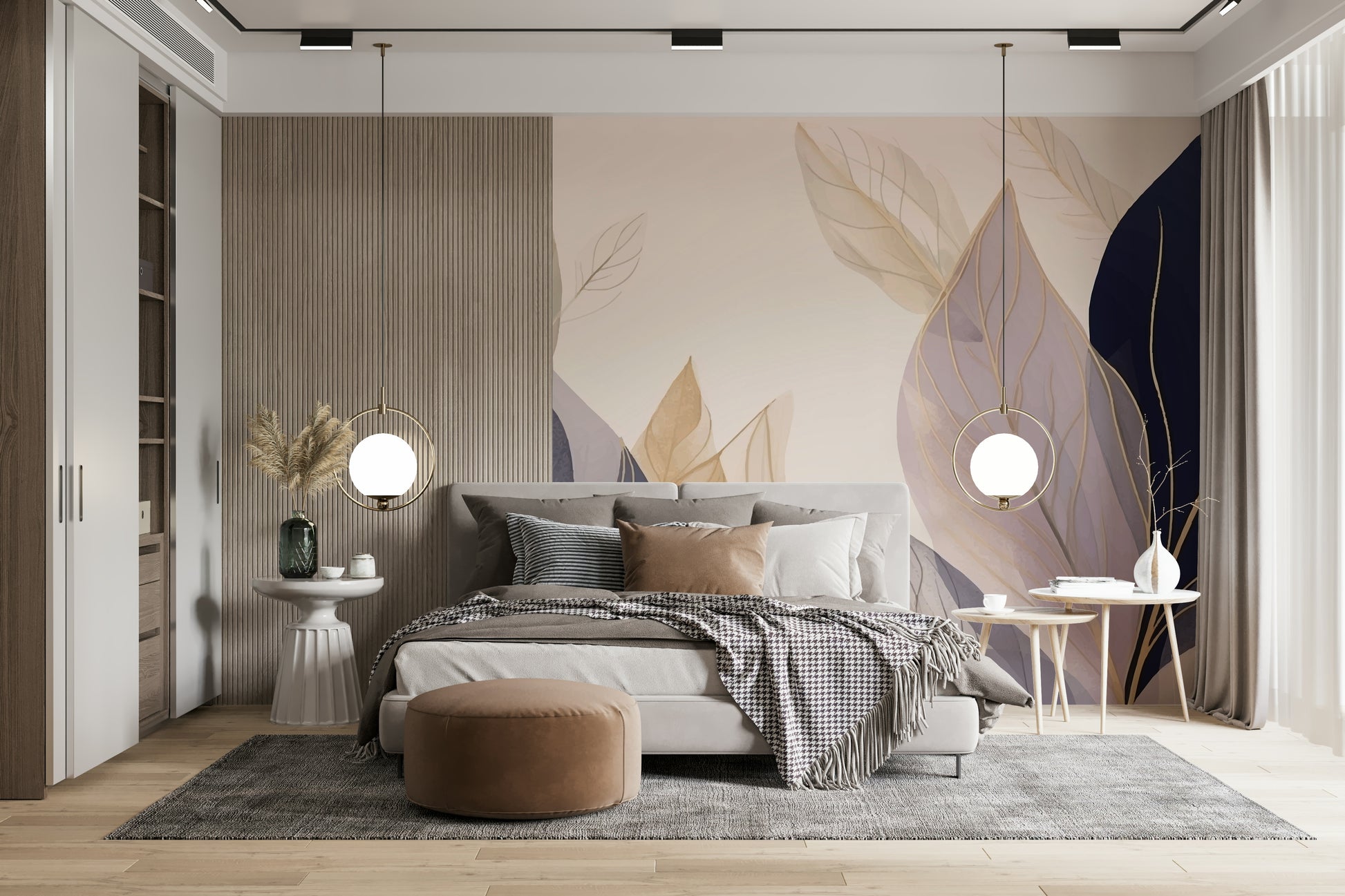 The wallpaper has a smooth, non-reflective matte finish.

