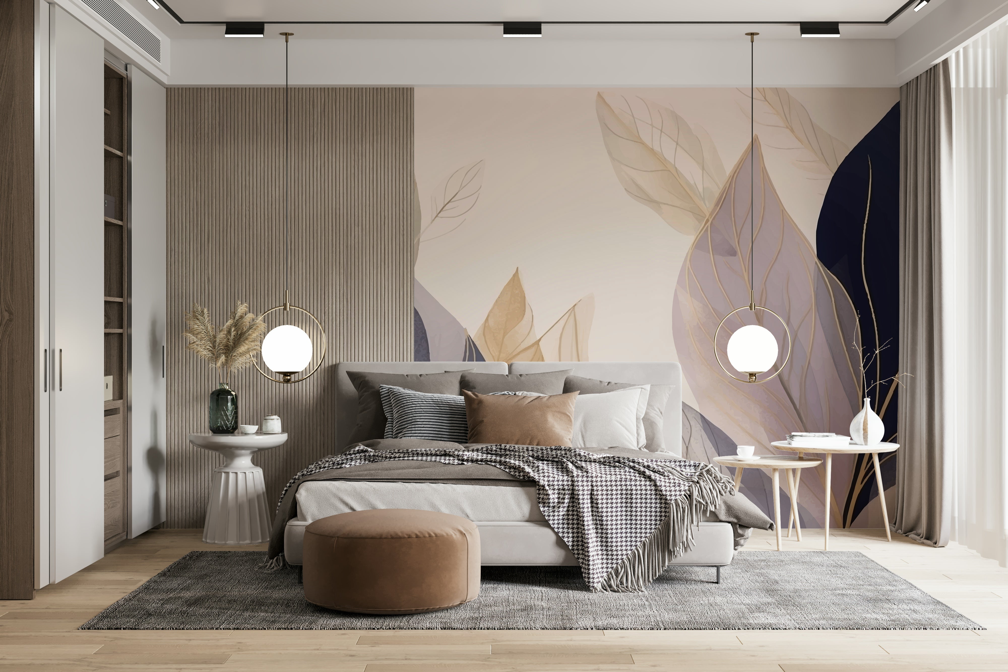 The wallpaper has a smooth, non-reflective matte finish.

