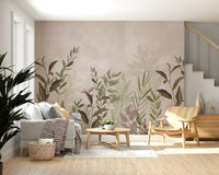 The room's lighting highlights the clean, simple look of the mural.

