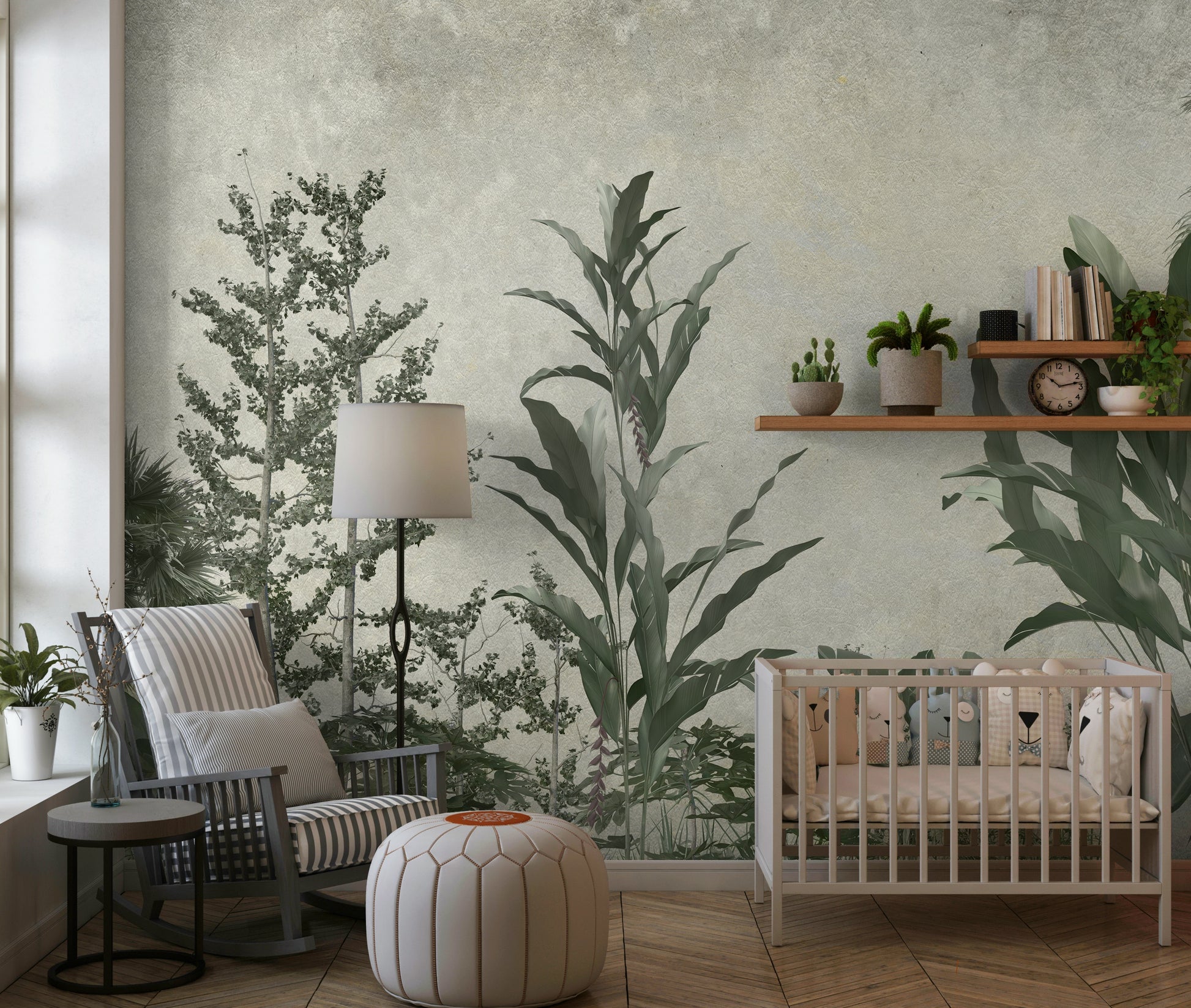 The light in the room highlights the gentle curves of the hills and the deep green of the grass.

