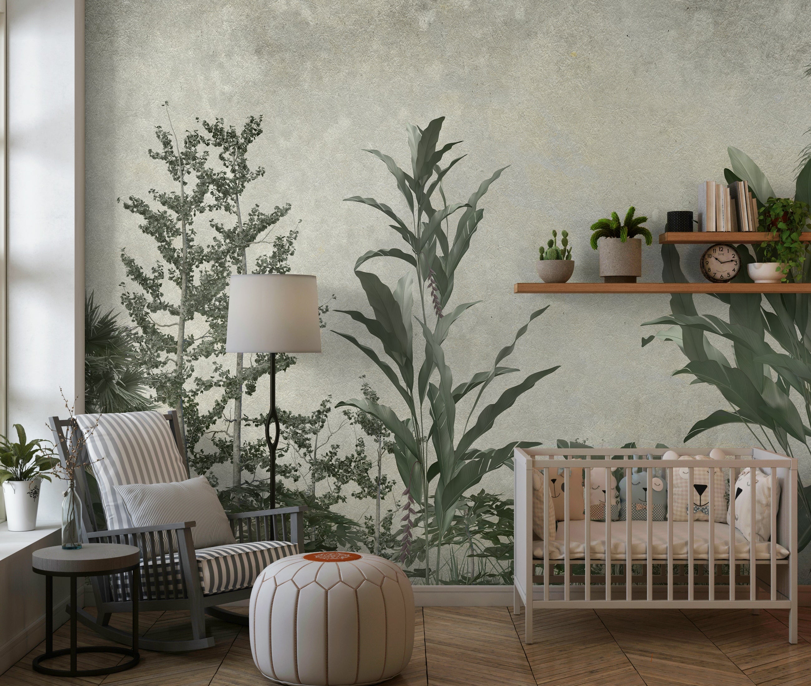 The light in the room highlights the gentle curves of the hills and the deep green of the grass.

