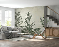 The colors are rich and natural, including various shades of green, brown, and pale blue.

