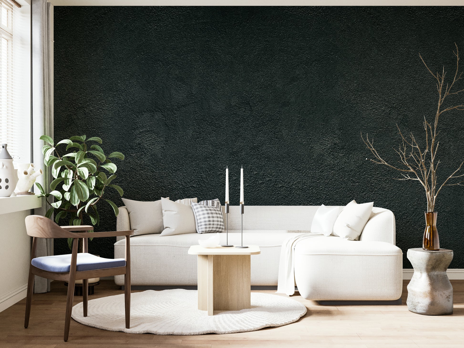 The light in the room highlights the fine details of the textured surface.

