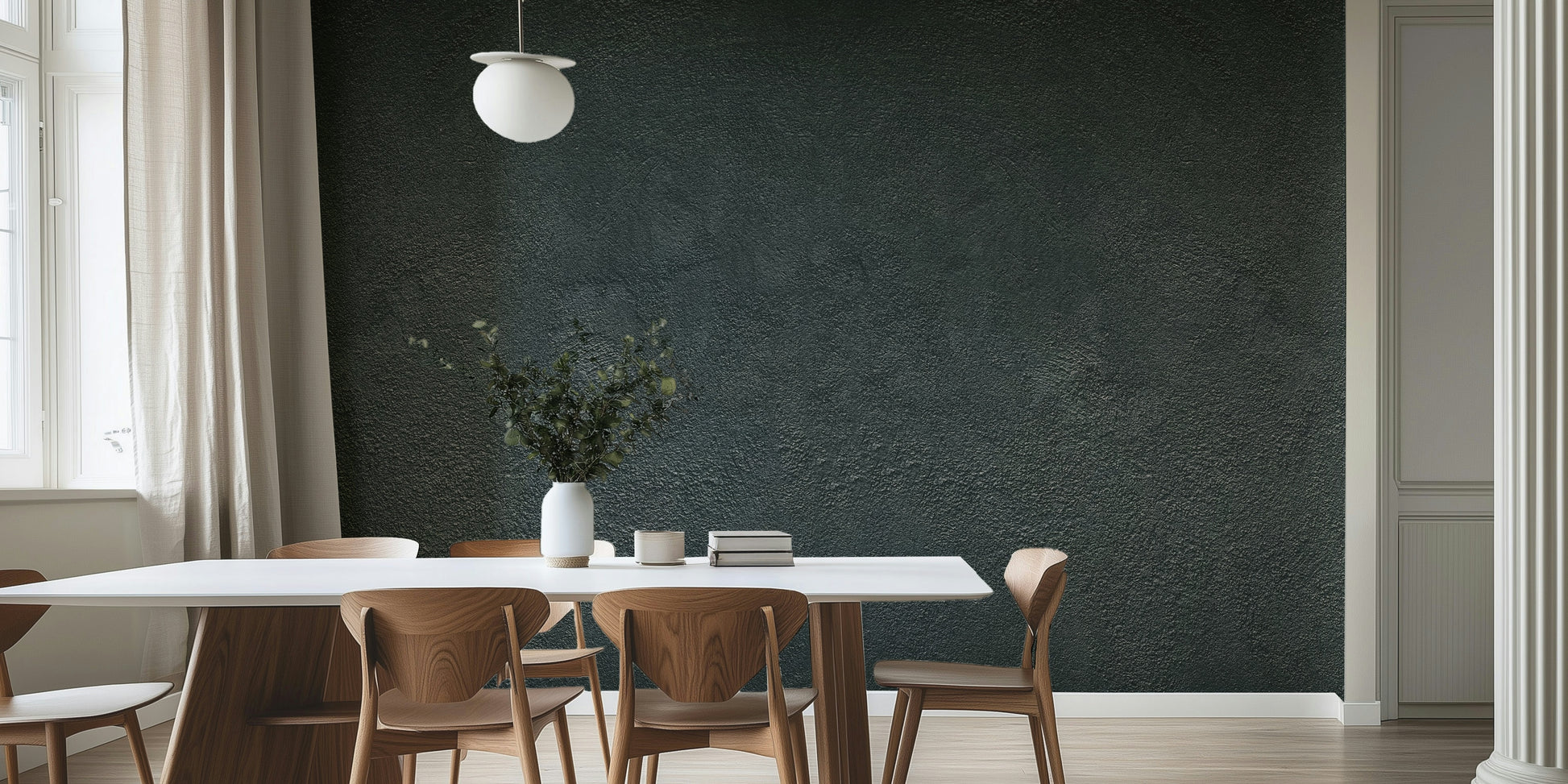 The mural extends across the entire wall, creating a simple but strong backdrop.

