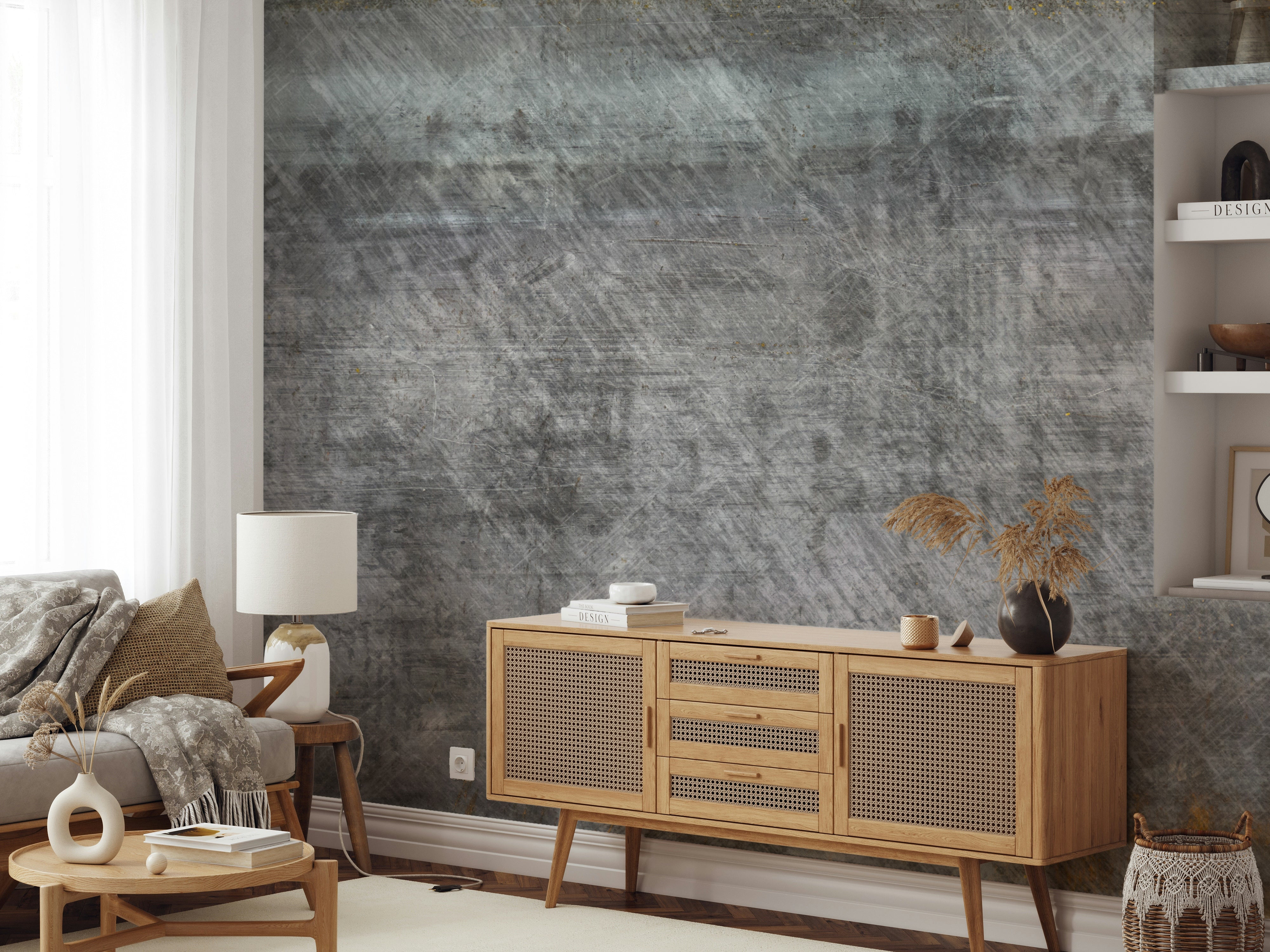 The mural extends across the entire wall, creating a simple but strong backdrop.

