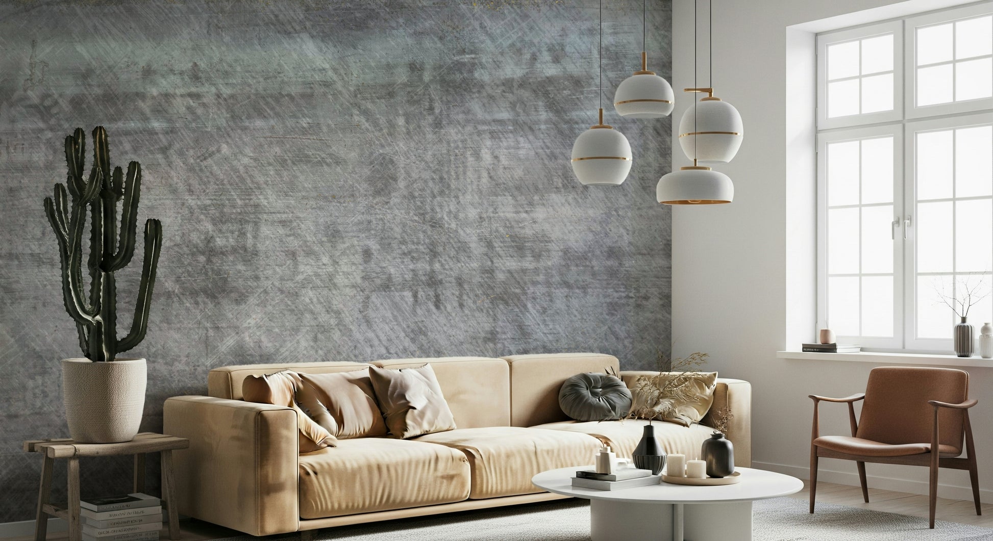 The image shows a full wall with a pattern that looks like an old metal sheet.

